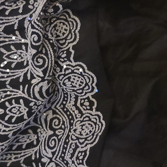 Jessica Howard Strapless Black w/Silver Applique/Sequins Evening/Cocktail Dress - Picture 4 of 5